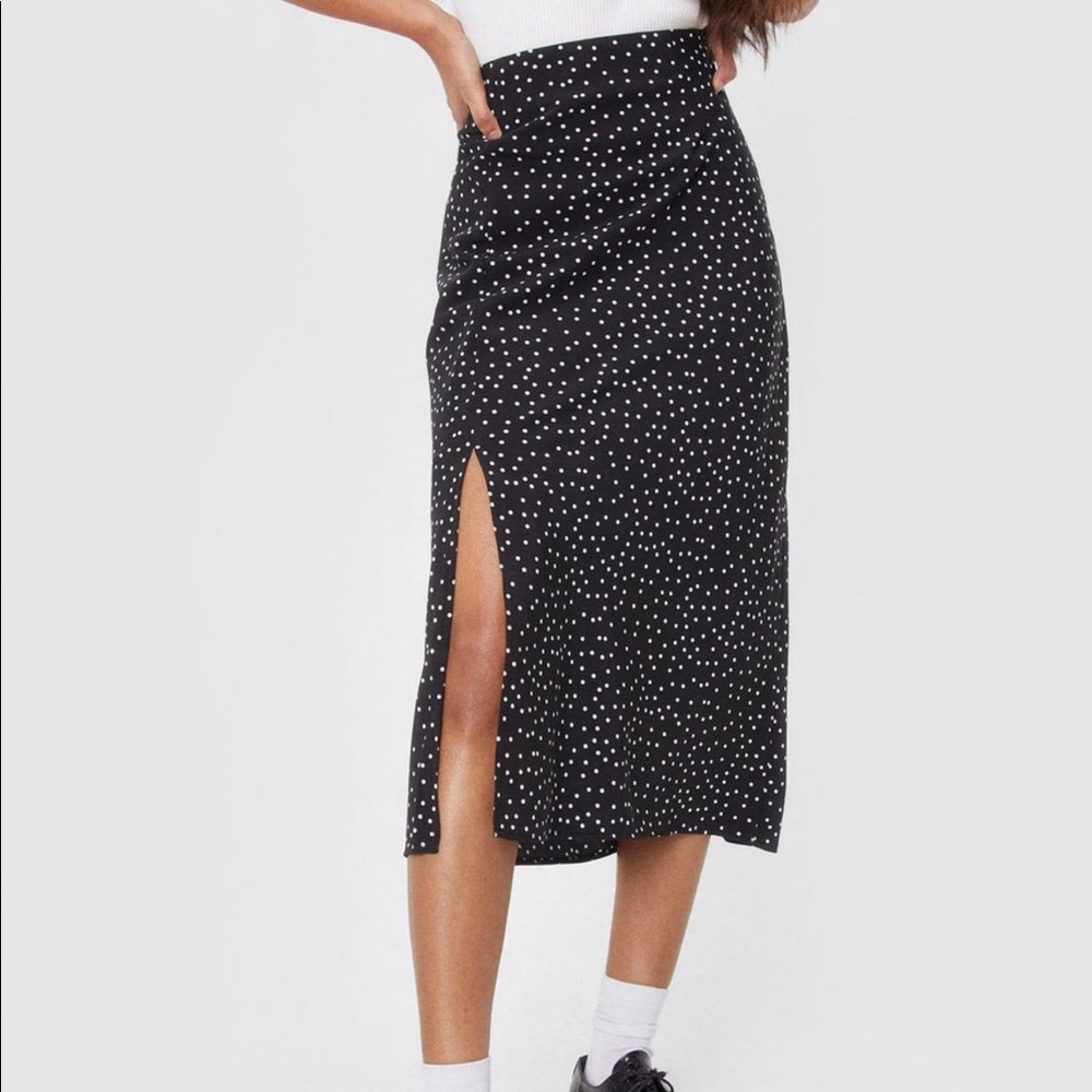 Nasty gal black and white polka dot midi skirt